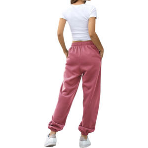 Pantalones Deportivos de Cintura Alta para Mujer, Estilo Jogger, Holgados, Casuales, de Pierna Ancha, con Cordón Elástico - Product Image 5
