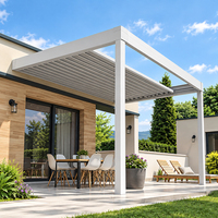 Pergola Taman Elektrik Retraktil yang Dapat Disesuaikan, Atap Retraktil Aluminium dengan Remote