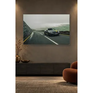Impression sur toile Fida Matte Gray AMG sur route montagneuse brumeuse - Product Image 4
