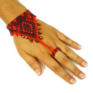 Bracelet with <b>Magnetic</b> Clasp & Ring Set Boho Chic Assorted Cuff Bracelet Women Featuring Pearl <b>Stones</b> Multicolor Beaded Slave - Product Image 2