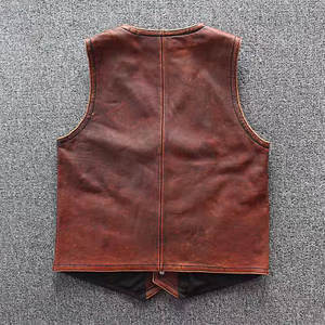 Chaleco de cuero de moto personalizado para hombres logotipo OEM de estilo de motorista duradero disponible al por mayor - Product Image 3