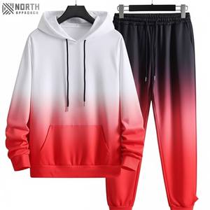 ชุดวอร์มผู้ชายมีฮู้ดราคาถูก ผ้าฝ้าย 100% ระบายอากาศดี ขายส่ง ลายพิมพ์ดิจิตอลลายเปลวไฟ ชุด 2 ชิ้น - Product Image 4