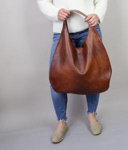 LHB-0006 Ladies' Vegan Genuine Leather Handbag with <b>Wallet</b> Fashion Slouchy Shoulder Purse <b>for</b> <b>Women</b> - Product Image 1