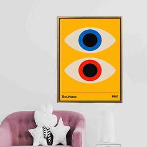 Impression sur toile minimaliste moderne - Décoration murale élégante du milieu du siècle, encadrée en or - Product Image 1