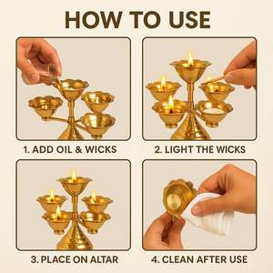 Lámpara de aceite Akhand Diya para Mandir Pooja Room, Deepam tradicional de latón para Diwali Navratri, decoración del hogar - Product Image 3