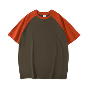 T-shirts 240g coton épais Raglan T-Shirt hommes Style rétro à manches courtes décontracté couleur unie Logo broderie DTG - Product Image 1