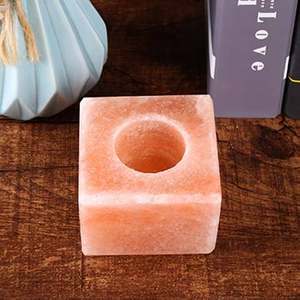 Portavelas de sal de forma cuadrada del Himalaya, vela de sal de roca del Himalaya, luz de té rosa, portavelas de forma cuadrada de sal rosa - Product Image 2