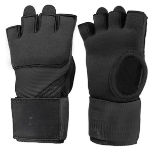 Gants d'entraînement demi-doigts en néoprène avec fermeture Velcro, noirs, unisexes, équipement de gym et arts martiaux - Product Image 2