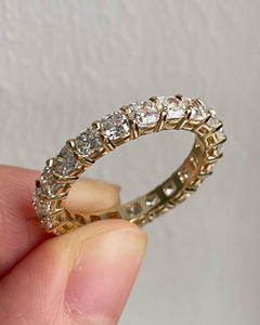 Bague de mariage Moissanite Eternity Art Déco taille coussin avec 5 carats en or 14 carats Bague élégante empilable et assortie pour femme - Product Image 2