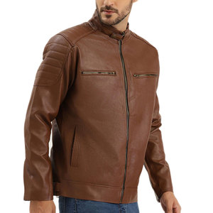 Best Sale Waterproof Men's <b>Leather</b> <b>Winter</b> <b>Jacket</b> Slim Fit Breathable Eco-Friendly Front Logo - Product Image 2