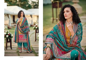 ชุดคอลเล็คชั่นรูปพิมพ์ดิจิตอลผ้าเรยอนแท้งานทำมือดูปองตาทำมือกับ Swarovski salwar kameez สำหรับปาร์ตี้ - Product Image 2