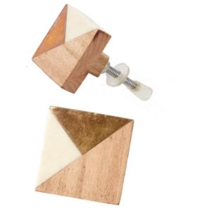 ลูกบิดไม้เรซิ่นทรงสี่เหลี่ยมพร้อมแตรที่ทันสมัยสำหรับประตูลิ้นชักตู้เสื้อผ้าห้องครัวห้องนอนตู้ห้องน้ำ - Product Image 2