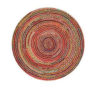 Natural Jute Chindi Woven Braided Area <b>Rug</b> <b>Boho</b> Bohemian Accent Indian Handmade Handwoven Round Multi Chindi <b>Rugs</b> - Product Image 1