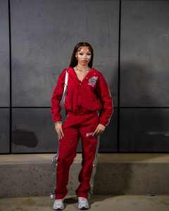 Conjunto de ropa deportiva bordada con cremallera personalizada para hombre, Sudadera con capucha y pantalones cortos de nailon neutro con retazos bordados, chándal Unisex - Product Image 6