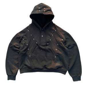 Sudadera con Capucha Extra Grande de Algodón Grueso de 400 g/m² con Pedrería, Logotipo Personalizado Estampado, Chaqueta Rasgada para Hombre - Product Image 1