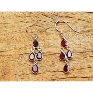 ต่างหูเงินสเตอร์ลิง925พร้อมโกเมน AAA ธรรมชาติเหลี่ยมเพชรพลอยเป็นของขวัญแต่งงานแบบมินิมอลสำหรับ Certified-E0959-GS ของเธอ - Product Image 4