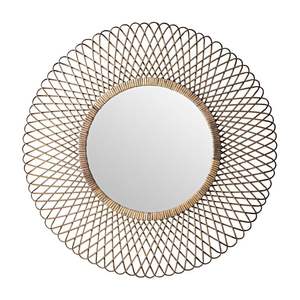 Miroir en rotin de conception de fleur de luxe fait à la main fini tissé naturel parfait pour la décoration murale élégante objet parfait - Product Image 2