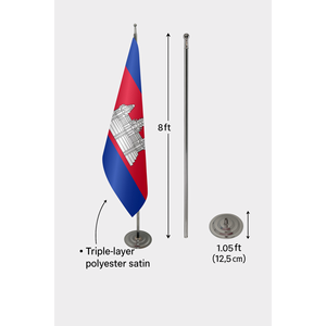 Bandera Oficial de Camboya para Interiores, Bandera Personalizada del Mundo Hecha de Nailon, Plástico, Poliéster, Vinilo, Seda para Exhibición, Asta de Aluminio, Digital - Product Image 6