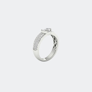 Bague solitaire en or massif avec diamant ovale 1,00 carat, sertie pavé, élégante, pour fiançailles, cadeau d'anniversaire pour femme - Product Image 3