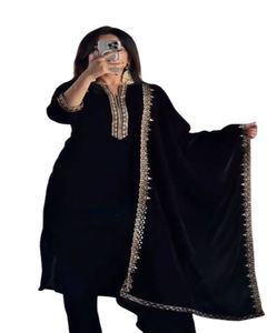 ชุดเดรสผ้ากำมะหยี่ระบายอากาศได้ดีชุดใส่ประจำวันชุดแฟนซีชุดปาร์ตี้สำหรับผู้หญิง salwar pakistan - Product Image 1