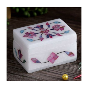 Joyero de mármol italiano de exportador de fabricante indio, artesanías rectangulares con incrustaciones de perlas Madre, tamaño personalizado, varios tamaños - Product Image 2