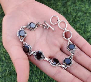 Pulsera de tenis de Plata de Ley 925 para mujer, piedra preciosa de cuarzo ahumado, joyería hecha a mano de moda chapada en rodio - Product Image 4
