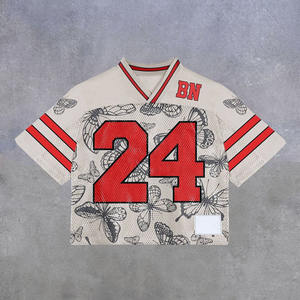 เสื้อเจอร์ซีย์อเมริกันทรงสตรีทแวร์โอเวอร์ไซส์ดีไซน์แบบระเหิดชื่อทีมออกแบบได้ตามต้องการ - Product Image 4