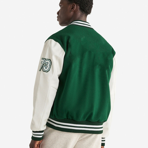 Haute qualité hommes collège Baseball varsité vestes hiver laine poitrine cuir manches 100% laine fermeture éclair décontracté avant - Product Image 4