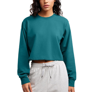 Venta al por mayor personalizado de manga larga sudaderas con capucha pulóver para las mujeres Crop Top sudaderas con capucha de alta calidad de diseño premium - Product Image 1