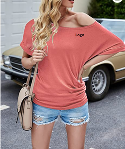 Tops con hombros descubiertos para mujer, camisas de manga corta holgadas sexis de verano, blusa túnica Lisa informal de gran tamaño de Bangladesh - Product Image 2