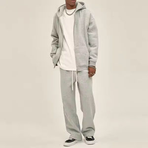 Conjunto de chándal acolchado de gran tamaño unisex OEM | Sudadera con cremallera y pantalones de chándal | Traje de chándal de dos piezas de peso pesado 2025 - Product Image 4