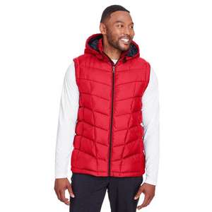 Gilet d'hiver pour homme 100% polyester personnalisé avec logo brodé, rembourrage matelassé et veste sans manches chaude, personnalisable avec étiquette - Product Image 1