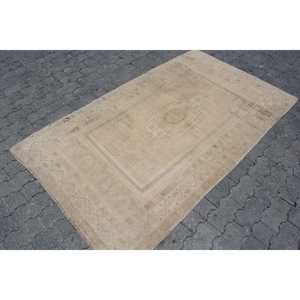 3.7x6.3 ft Vintage Turkish Rug, Accent Rug, <b>Brown</b> <b>Wool</b> Rug - Product Image 3