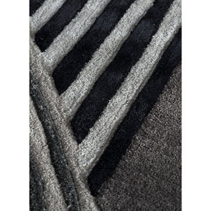 TNQ-1133 Abstract <b>Hand</b> <b>Tufted</b> Wool & Viscose <b>Rug</b> Grey & Black Plush Carpet for Home Living Room for Exhibitions - Product Image 3