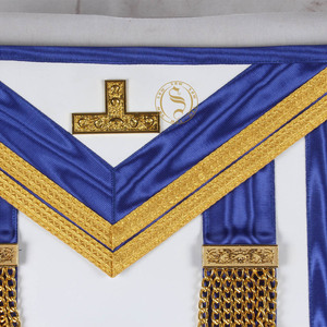 Meilleure vente de haute qualité brodé à la main maçonnique maître tablier personnalisé conçu tissu dentelle décoration Nickel matériel Badges - Product Image 4