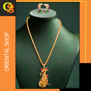 Ensemble de boucles d'oreilles collier de qualité supérieure avec plaqué or 22Ct Ensemble de boucles d'oreilles collier design haut de gamme pour les femmes portent des bijoux - Product Image 2