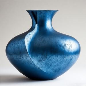 MysticHarbor pintado a mano azul antiguo jarrón decorativo tono Metal piso jarrón Floral en relieve diseño decoración del hogar acento Declaración - Product Image 2