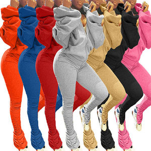 High Quality Custom Design Women's Workout Tracksuit New Arrival Solid Pattern Hooded Sweatpants Back Hole Winter Streetwear - Product Image 6