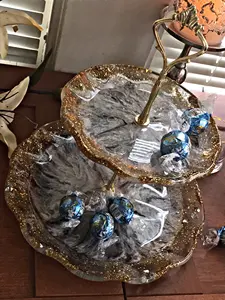 Soporte de pastel de resina hecho a mano de forma redonda para uso en la cocina del hogar Soporte de pastel con herramienta de pastel de calidad superior - Product Image 2