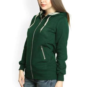 <b>Women</b> <b>Hoodies</b> &Sweatshirts Fashion Solid Color Green Winter Wear Cotton Fleece <b>Zipper</b> Up Hoody <b>Women</b> Trendy Casual Tops - Product Image 3