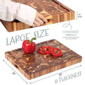 Tabla de Cortar Rectangular de Madera de Acacia de 1.5 cm de Grosor, Accesorio de Cocina 100% Ecológico - Product Image 3