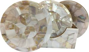 Juego de vino de lujo moderno y posavasos de mesa con Incrustaciones de nácar, posavasos de resina epoxi, juego de protección de mesa con incrustaciones de fregona de té y café - Product Image 4