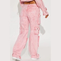 Pantalones vaqueros rasgados para mujer, vaqueros con bolsillo lateral, Pantalón Cargo, venta al por mayor