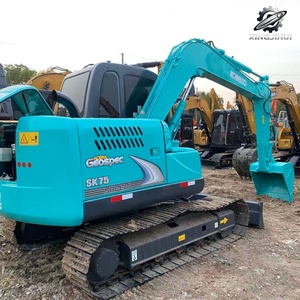 Excavatrice d'occasion Kobelco SK75, marque japonaise d'origine, 7,5 tonnes, mini-excavatrice, excavatrice sur chenilles en caoutchouc - Product Image 4