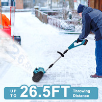 Soplador de Nieve Eléctrico Portátil de 21V con Batería, Plegable, de Empuje Manual, Máquina Quitanieves Inalámbrica, Pala Quitanieves