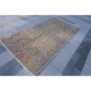 Vintage brun rose 4.3 X 8.3ft grande surface tapis turc laine jonc de mer matériel Latex abstrait couloir rectangulaire pour la décoration de la chambre - Product Image 2