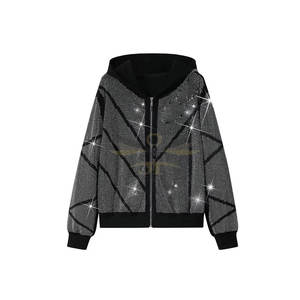 <b>Top</b> Quality Rhinestone Tracksuit Casual Streetwear Look <b>Sparkly</b> Design Rhinestone Tracksuit - Product Image 2