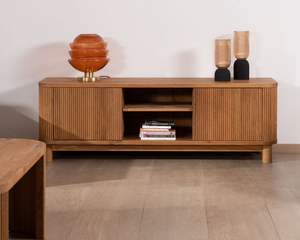 Meuble TV 150 cm avec 2 portes en chêne huilé, style rétro Winton - Product Image 4