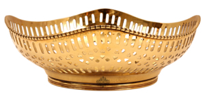 Panier de découpe décoratif en laiton IndianArtVilla-8.6 pouces, bol de décoration intérieure pour le stockage et les cadeaux - Product Image 1