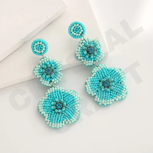 Cowgirl <b>Hat</b> Boots Beaded Earrings for <b>Women</b> Patriotic Orange White Blue Colour for <b>Wedding</b> or Memorial Day - Product Image 6